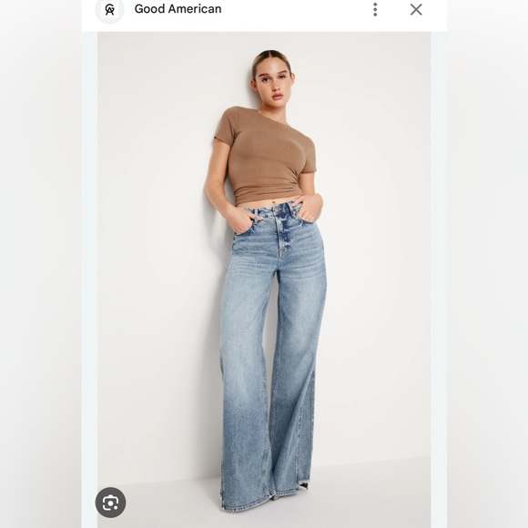 Good American Light Wash Blue Wide Leg Jeans